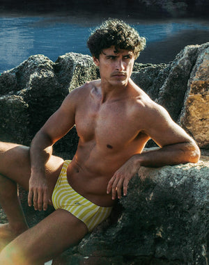 V40 PRINTED SWIM SUNGA - DOLCE YELLOW