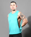 SHEER BURNOUT SLUT CUT TANK - TEAL