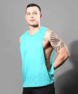 SHEER BURNOUT SLUT CUT TANK - TEAL