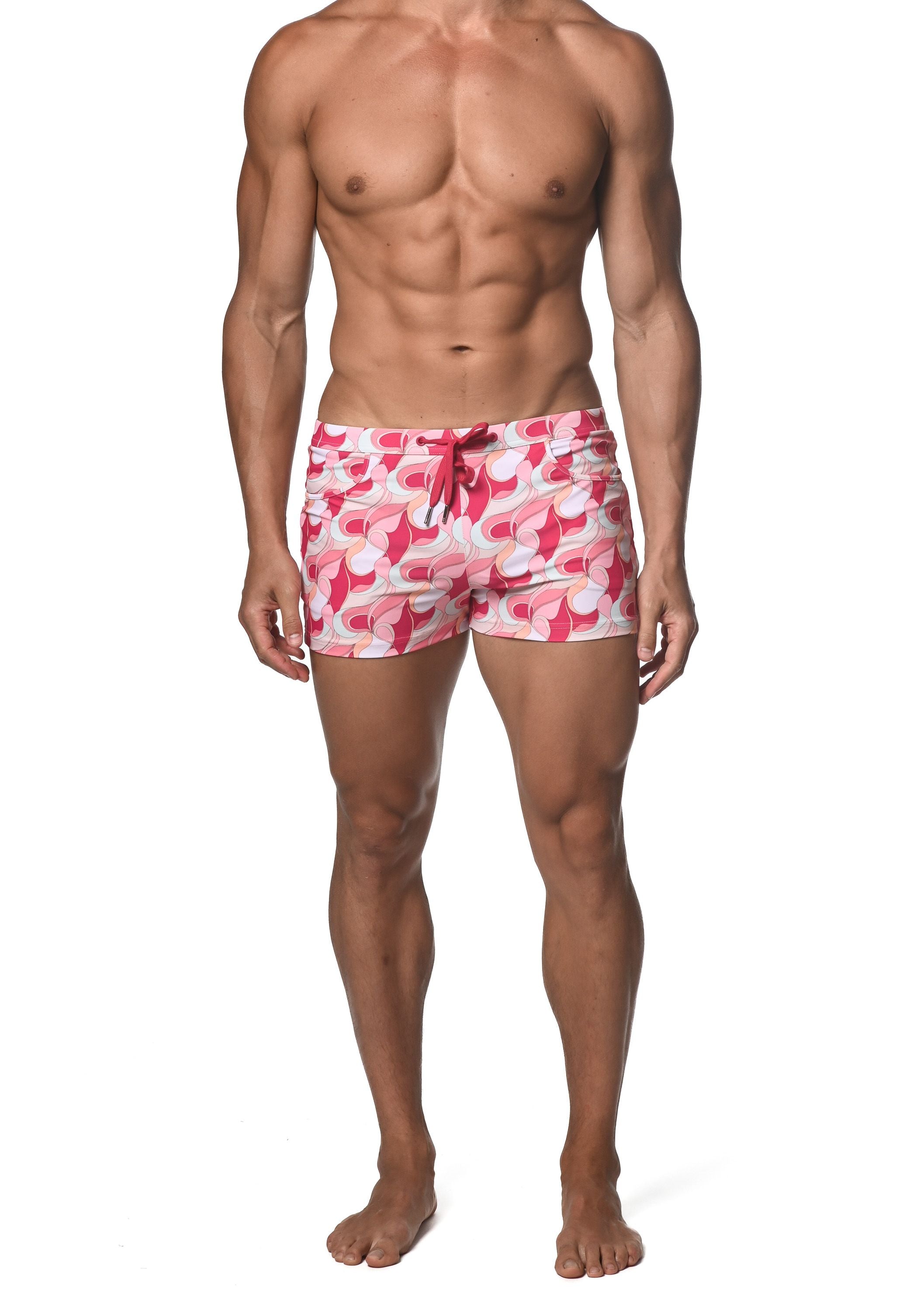 BLUSH/RASPBERRY SWIRLS COAST SWIM SHORT