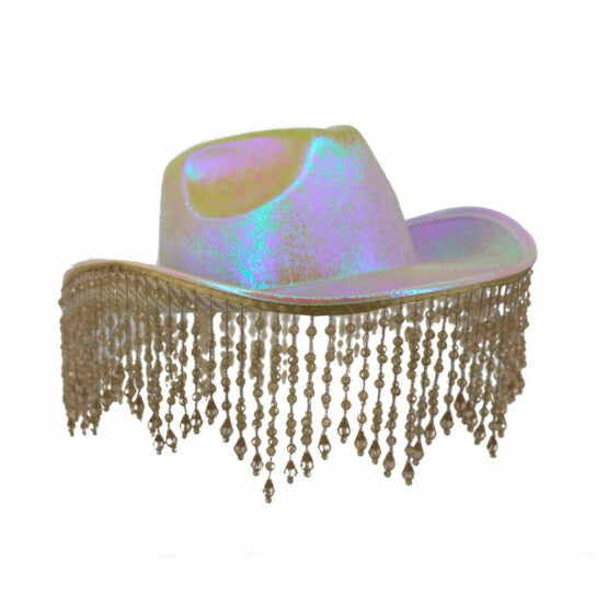 COWBOY HAT W/ BEAD FRINGE