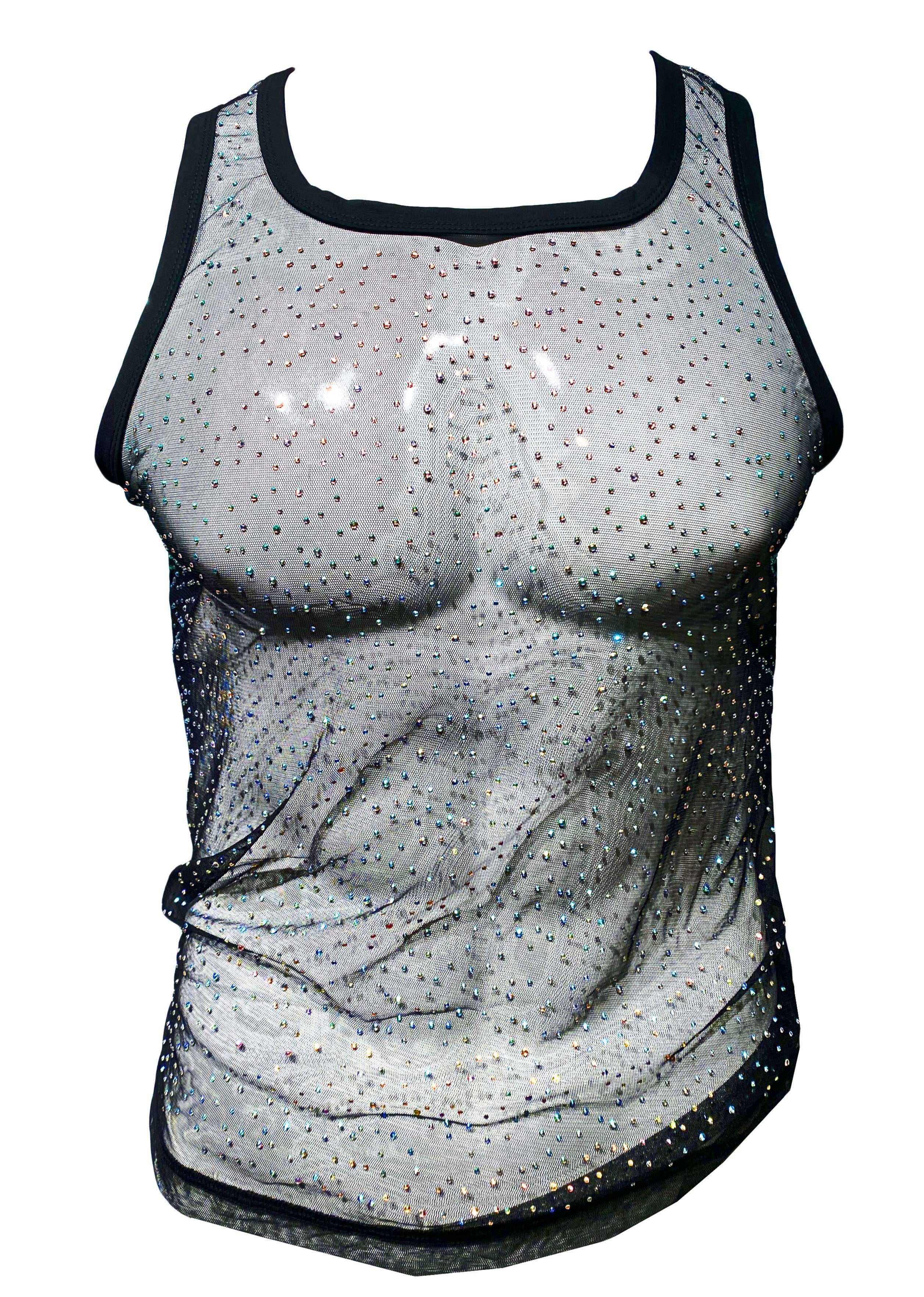RHINESTONE MESH TANK TOP