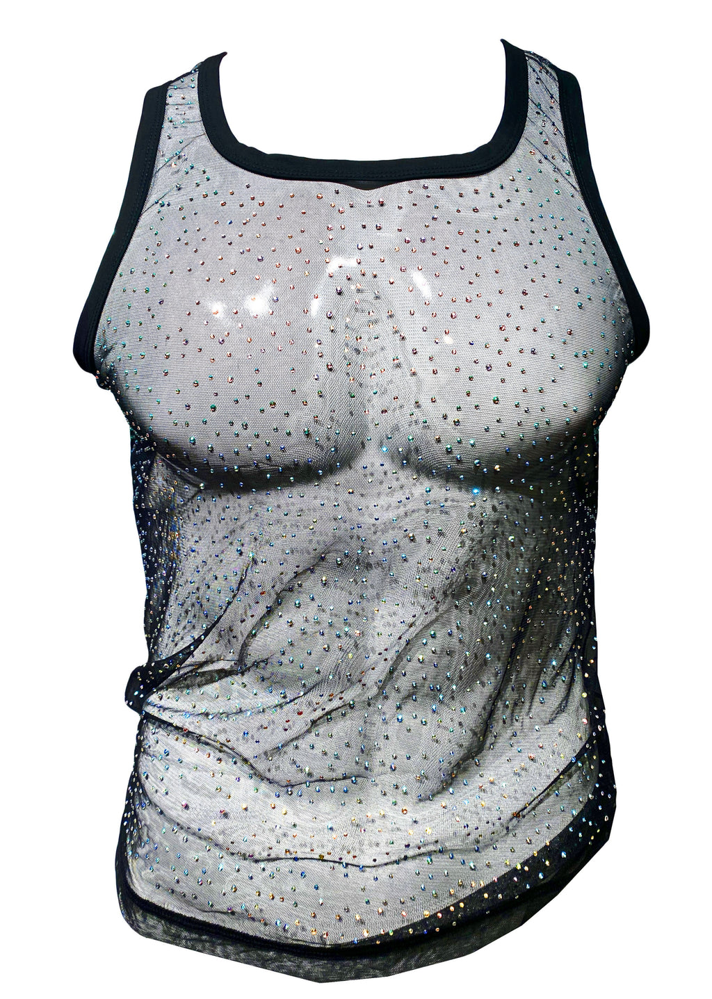 RHINESTONE MESH TANK TOP