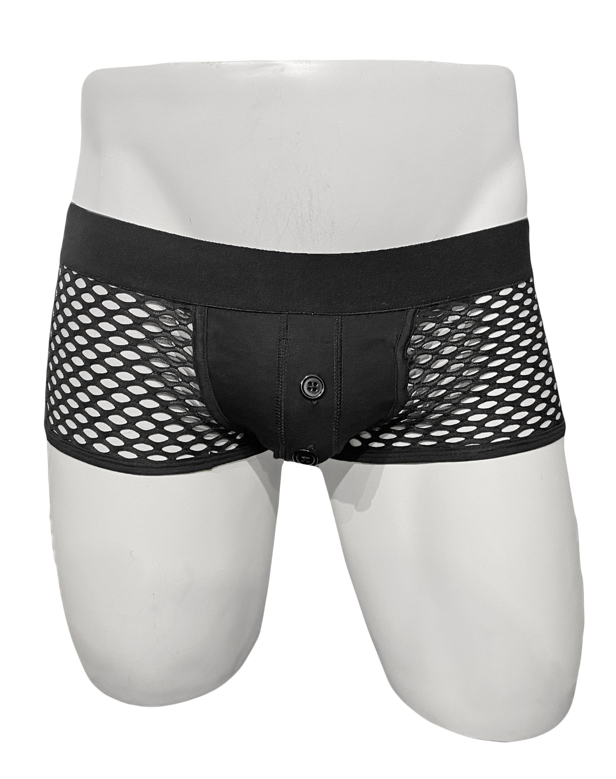 BUTTON FLY FISHNET TRUNK