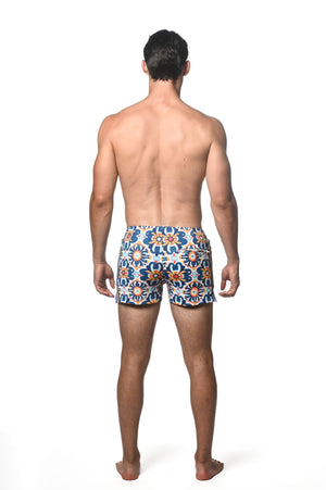 SEERSUCKER SWIM SHORTS W/ MESH LINING