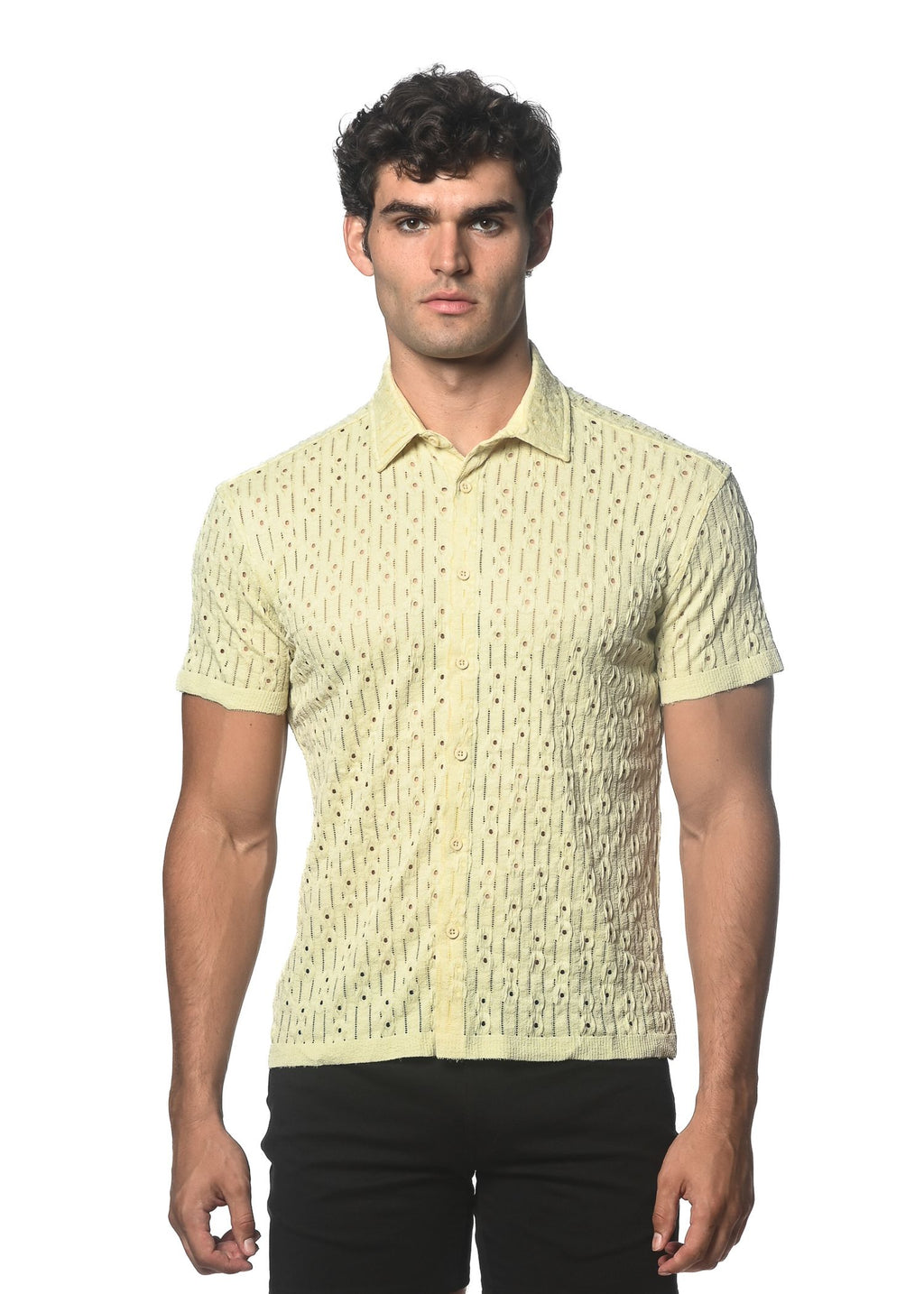 DOT DASH STRETCH KNIT S/S SHIRT