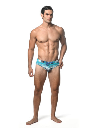 WATERCOLOR STRIPE PRINTED SWIM BRIEF