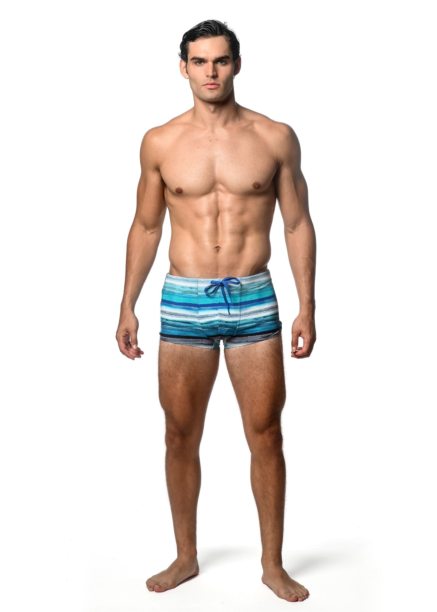 WATERCOLOR STRIPE PRINTED SWIM TRUNK