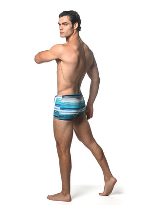 WATERCOLOR STRIPE PRINTED SWIM TRUNK