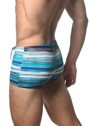 WATERCOLOR STRIPE PRINTED SWIM TRUNK