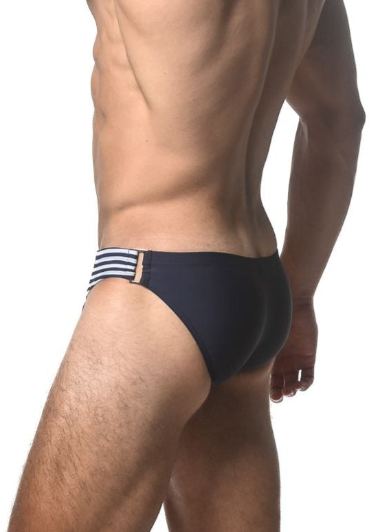 SIDE STRIPES WITH BUCKLE SWIM BRIEF