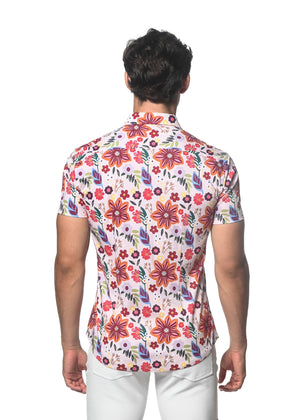 GARDEN PRINT STRETCH KNIT SHIRT