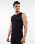 TEXTURED OPEN MESH KNITTED VEST W/ RIB TIPPING