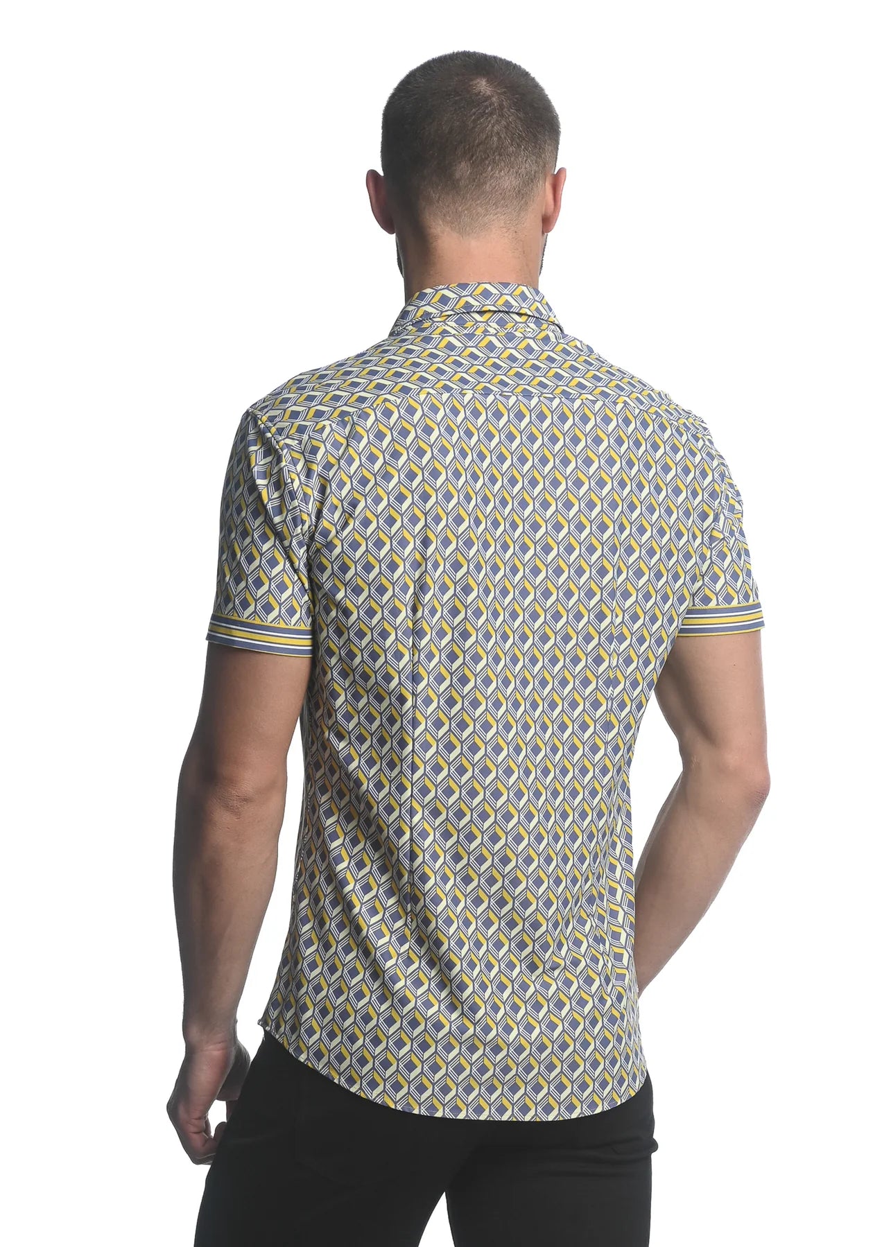 3D SQUARES  PRINTED PERFORMANCE S/S SHIRT