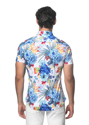 TROPICS PRINT STRETCH KNIT SHIRT