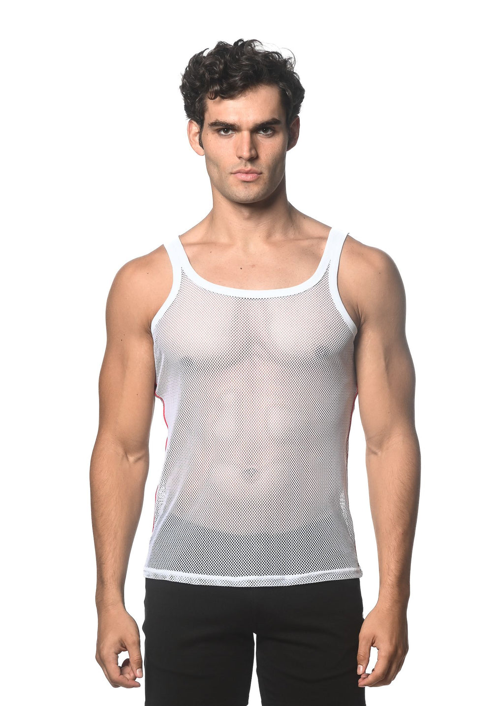 STRETCH MESH TANK WITH SIDE TAPE