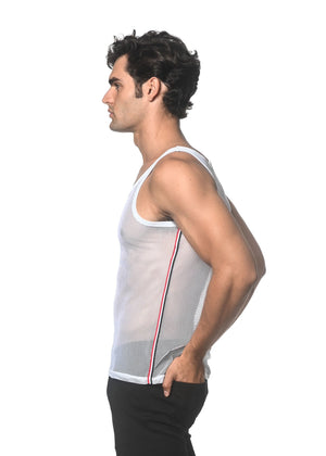 STRETCH MESH TANK WITH SIDE TAPE