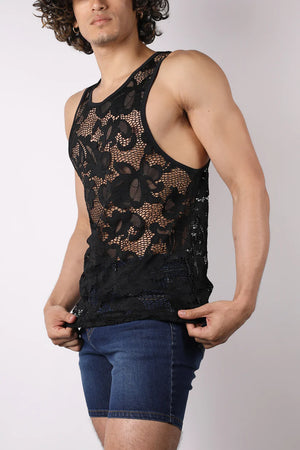 LACE UP MESH TANK TOP