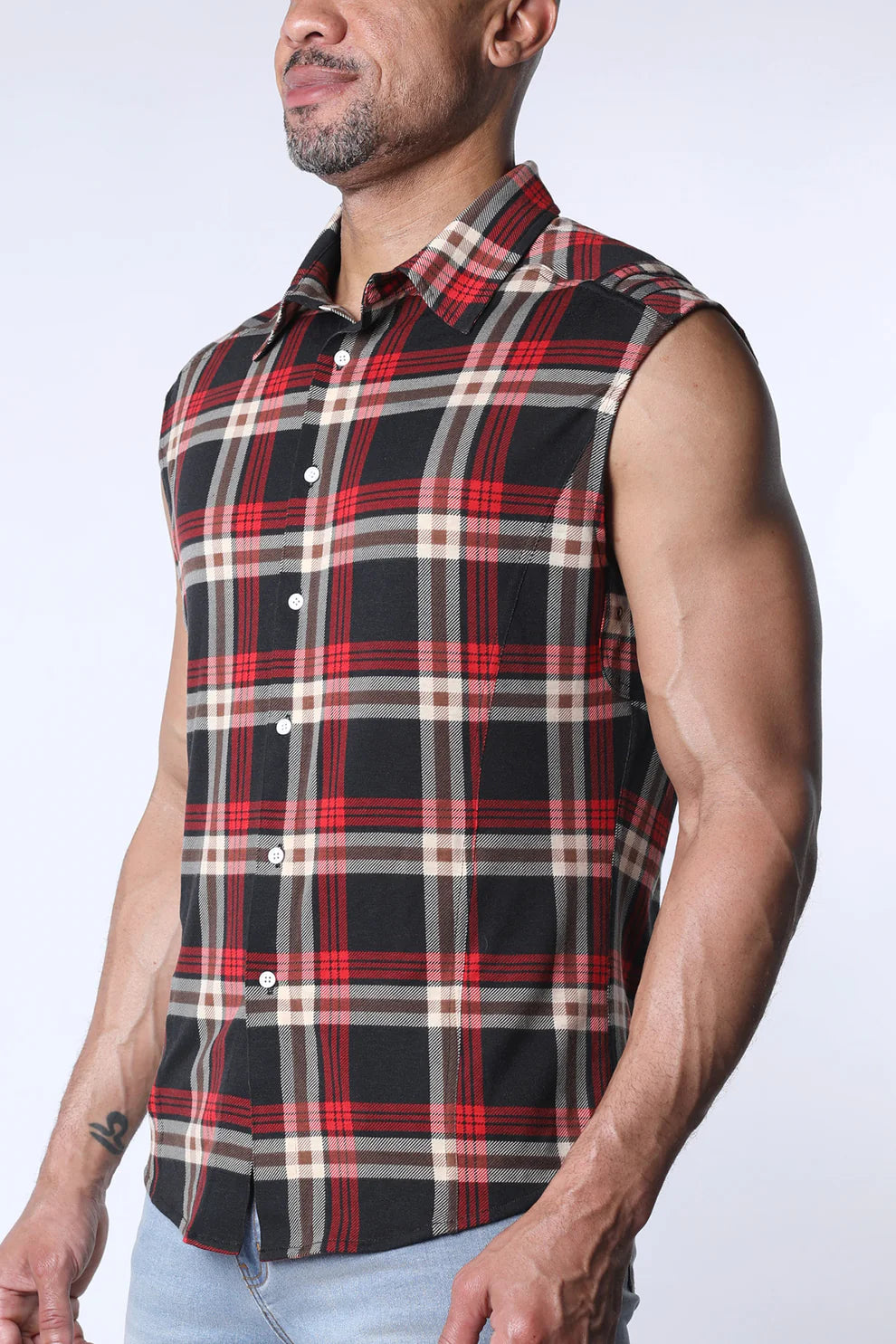 LUMBER JACKED SLEEVLESS SHIRT