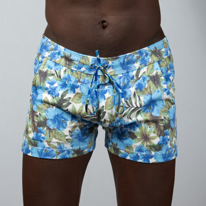 FLORAL PRINT LINEN TEXTURE SHORTS