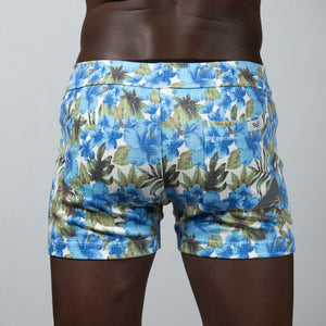 FLORAL PRINT LINEN TEXTURE SHORTS