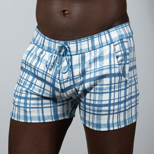 PLAID PRINT LINEN TEXTURE SHORTS