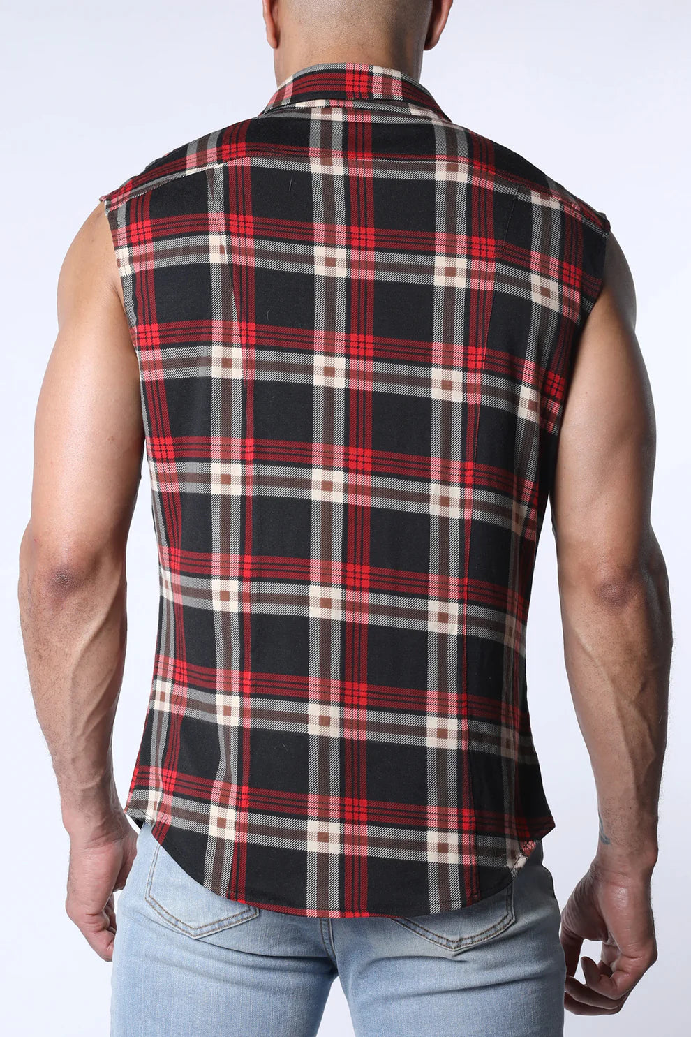 LUMBER JACKED SLEEVLESS SHIRT