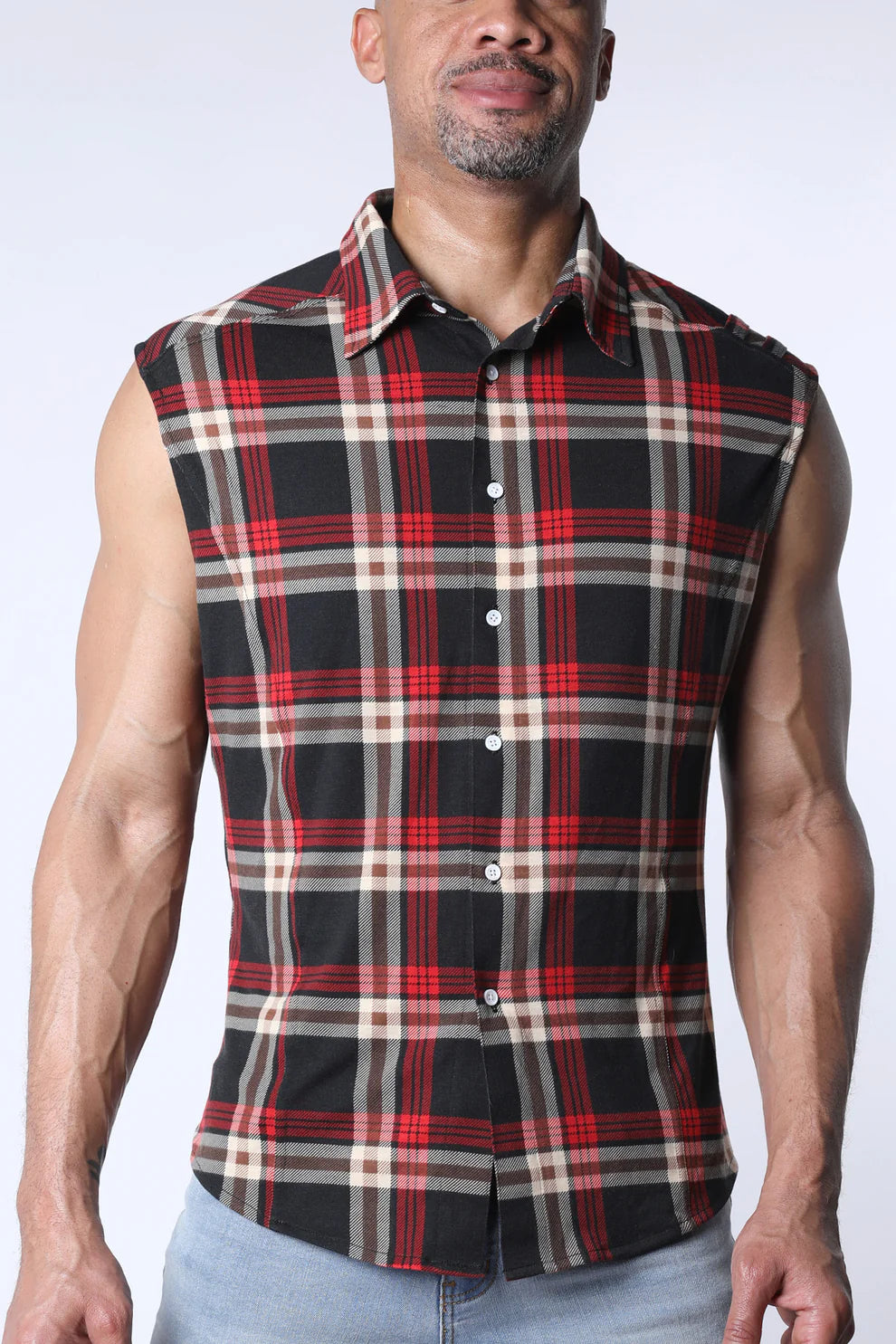 LUMBER JACKED SLEEVLESS SHIRT