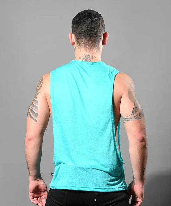 SHEER BURNOUT SLUT CUT TANK - TEAL