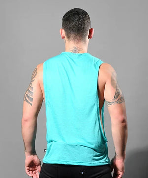 SHEER BURNOUT SLUT CUT TANK - TEAL