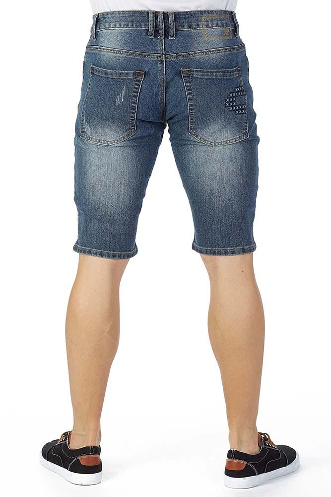 EMBOSSED DENIM SHORT